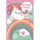 BIRTHDAY CARDS,Female 6's Unicorn & Rainbow