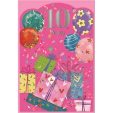 AGE 10 CARDS,Female 6's Presents & Balloons