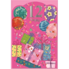 AGE 12 CARDS,Female 6's Presents & Balloons