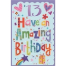 AGE 13 CARDS,Female 6's Text, Hearts, Flowers & Stars
