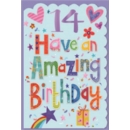AGE 14 CARDS,Female 6's Text, Hearts, Flowers & Stars