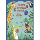 BIRTHDAY CARDS,Male 6's Animals with Presents