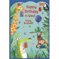 BIRTHDAY CARDS,Male 6's Animals with Presents