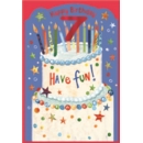 AGE 7 CARDS,Male 6's Birthday Cake & Candles