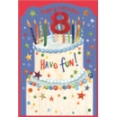 AGE 8 CARDS,Male 6's Birthday Cake & Candles