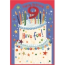 AGE 9 CARDS,Male 6's Birthday Cake & Candles