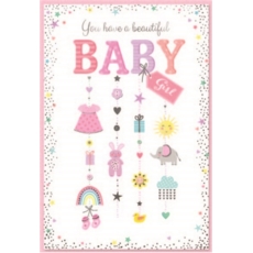 BABY GIRL CONGRATS.CARDS,6's Pink Presents