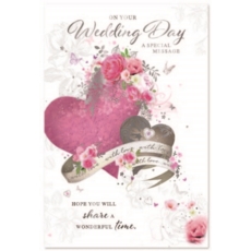 WEDDING DAY CARDS,6's Floral Hearts