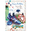 BIRTHDAY CARDS,Male 6's Football, Boots & Trophy