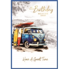 BIRTHDAY CARDS,Male 6's VW Campervan