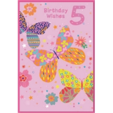 AGE 5 CARDS,Female 6's Zingy Butterflies & Flowers