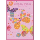 BIRTHDAY CARDS,Female 6's Zingy Butterflies & Flowers