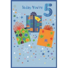 AGE 5 CARDS,Male 6's Zingy Colourful Presents