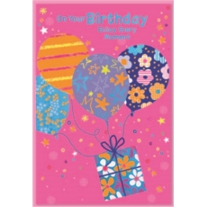 BIRTHDAY CARDS,Female 6's Zingy Balloons & Present