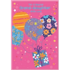 BIRTHDAY CARDS,Granddaughter 6's Zingy Balloons & Present