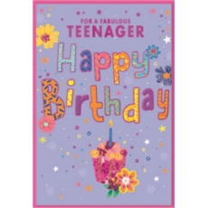 TEENAGER CARDS,Female 6's Zingy Floral Cupcake