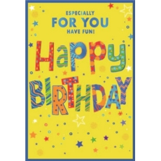 BIRTHDAY CARDS,Male 6's Zingy Text & Stars