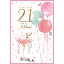 AGE 21 CARDS,Female 6's Cocktails & Balloons
