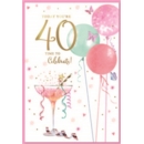 AGE 40 CARDS,Female 6's Cocktails & Balloons