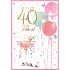 AGE 40 CARDS,Female 6's Cocktails & Balloons
