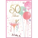 AGE 50 CARDS,Female 6's Cocktails & Balloons