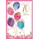 AGE 70 CARDS,Female 6's Floral Balloons