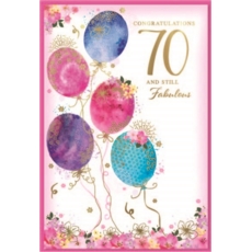 AGE 70 CARDS,Female 6's Floral Balloons