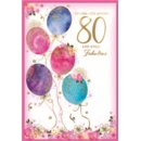 AGE 80 CARDS,Female 6's Floral Balloons