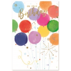 BIRTHDAY CARDS,Unisex 6's Multi Coloured Balloons