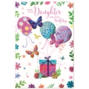 BIRTHDAY CARDS,Daughter 6's Floral Present & Butterflies