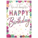 BIRTHDAY CARDS,Granddaughter 6's Floral Text