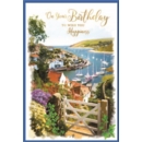 BIRTHDAY CARDS,Male 6's Coastal Village Scene