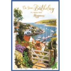 BIRTHDAY CARDS,Male 6's Coastal Village Scene