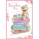 BIRTHDAY CARDS,Daughter 6's Floral Teddy on Books