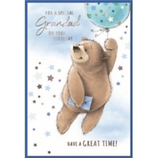 BIRTHDAY CARDS,Grandad 6's Bear, Ballon & Stars