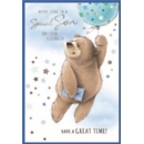 BIRTHDAY CARDS,Son 6's Bear, Ballon & Stars