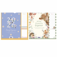 CALENDAR,Family Organiser Animals/Bee 2 Asst 2026 H/pk