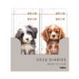 DIARY, Slim, DOGS 4 Asst. Gold Foil, Week to View 2026