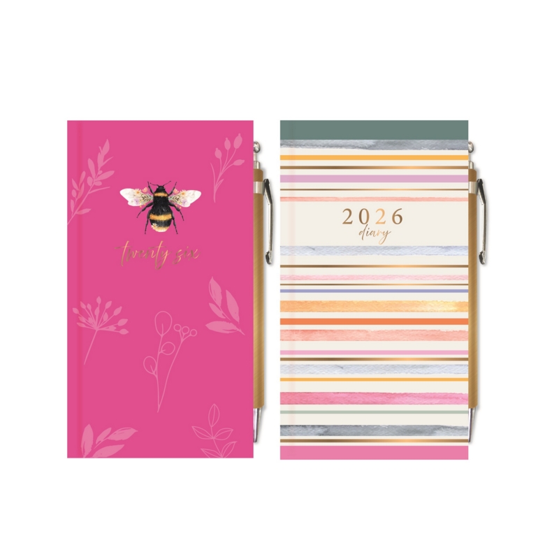 DIARY,Slim Floral/Stripe with Pen, 2 Asst.WTV. 2026 CDU