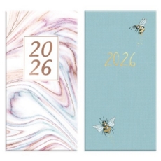 DIARY, Slim Week To View Marble/Bee Des.2 Asst. 2026