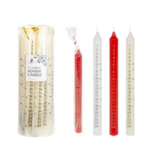 CANDLE,Pillar Advent 25cm Ivory, Red & White Asst.