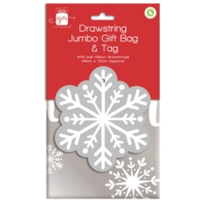 SANTA SACK,Drawstring,Silver Holgraphic (Jumbo) 46 x 70cm