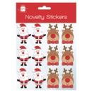 XMAS STICKERS,Foam Santa & Reindeer 2 Assorted