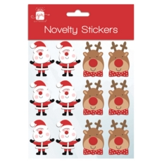 XMAS STICKERS,Foam Santa & Reindeer 2 Assorted