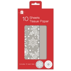 TISSUE PAPER,Snowflakes & Silver 10's Assorted H/pk