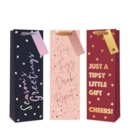 GIFT BAG,Navy, Pink & Red Foil Luxury (Bottle)