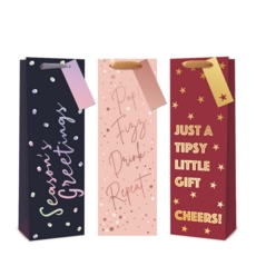 GIFT BAG,Navy, Pink & Red Foil Luxury (Bottle)