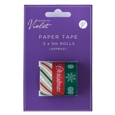 XMAS TAPE,Paper 5m Traditional Christmas 3's