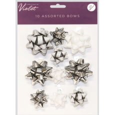BOWS,Silver Assorted 10's H/pk Bag