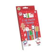 XMAS PENCILS,With Eraser Toppers 5's Boxed H/pk